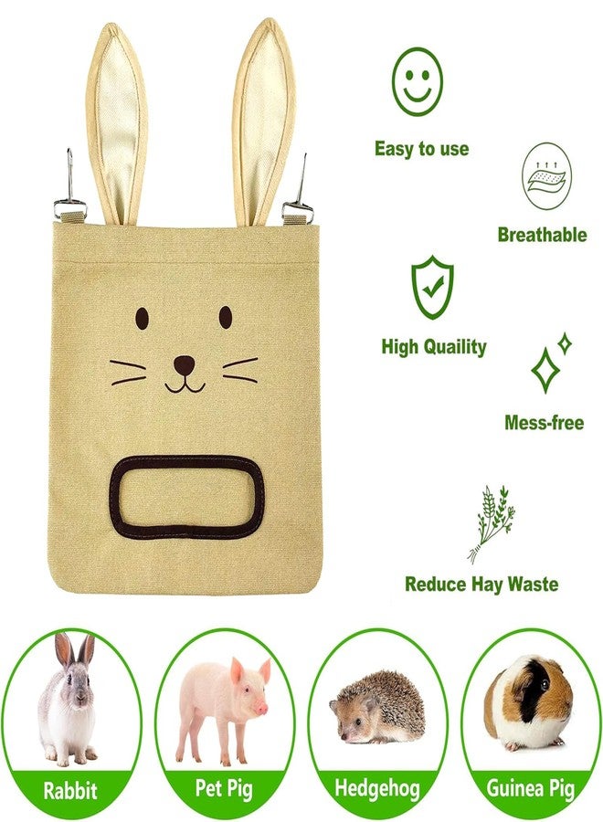 Colenumone Rabbit Hay Feeder Bag - Hanging Rabbit Hay Feeder for Rabbits, Guinea Pigs and Chinchillas, Moss and Alfalfa Hay (Khaki) - Image 3